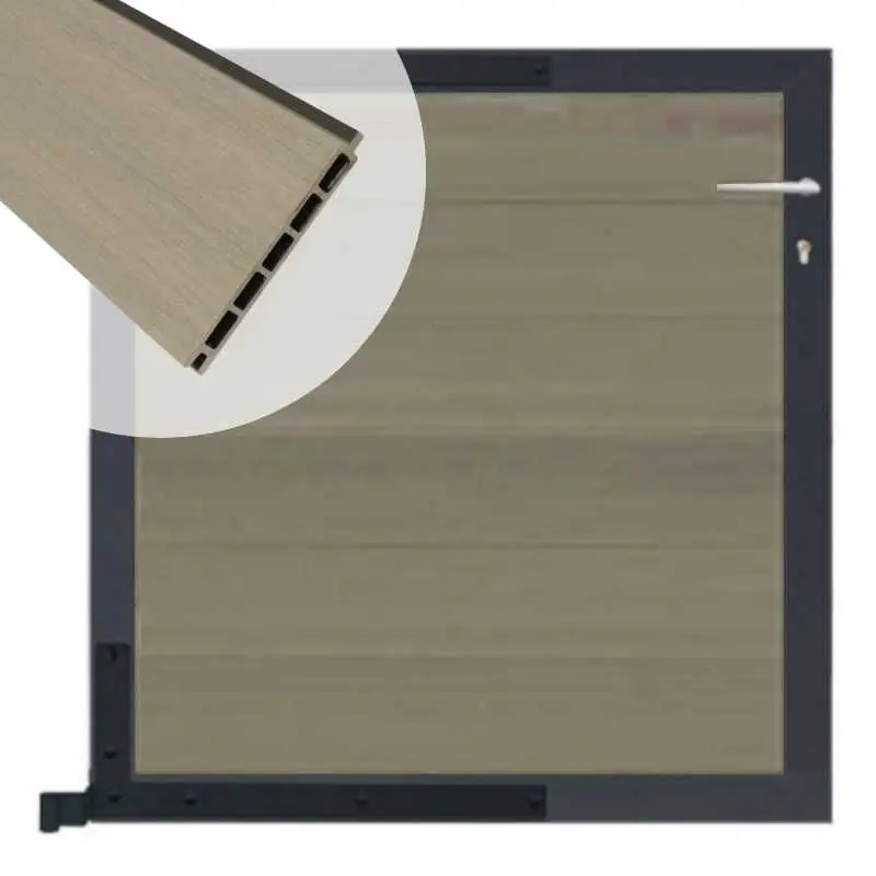 Bestseller Tuinpoort composiet Garda vergrijsd bruin met antraciet alu kader (90 x 90cm)
