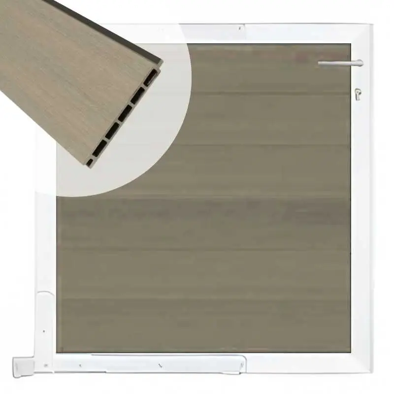 Tuinpoort composiet Garda vergrijsd bruin met wit alu kader (90 x 90cm) Betrouwbaar