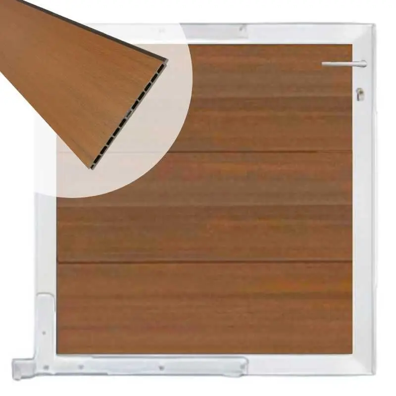 Tuinpoort composiet Como teak met blank alu kader (90 x 90 cm) Dagaanbieding