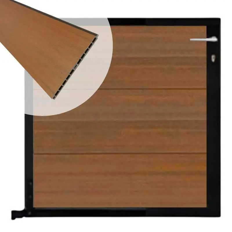 Betrouwbaar Tuinpoort composiet Como teak met zwart alu kader (90 x 90 cm)