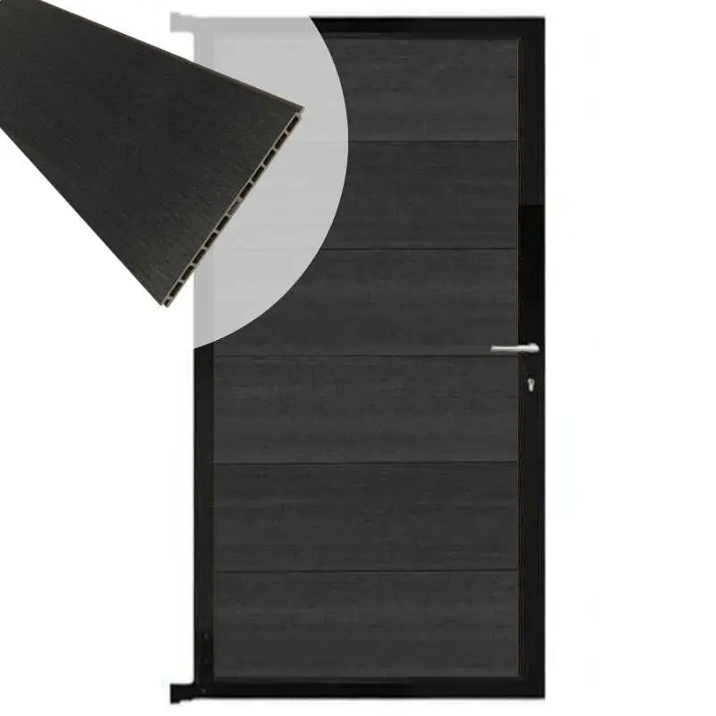 Tuindeur composiet Como antraciet met zwart alu kader (90 x 180 cm) Op = Op