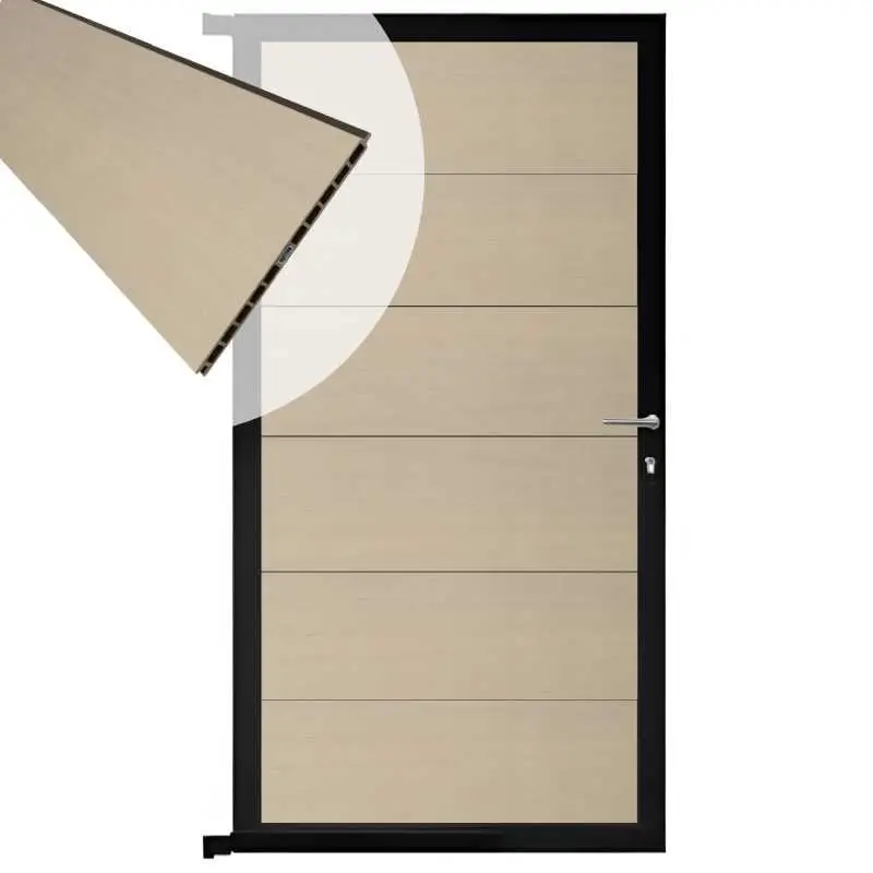 Bestel Nu Tuindeur composiet Como beige met zwart alu kader (90 x 180 cm)