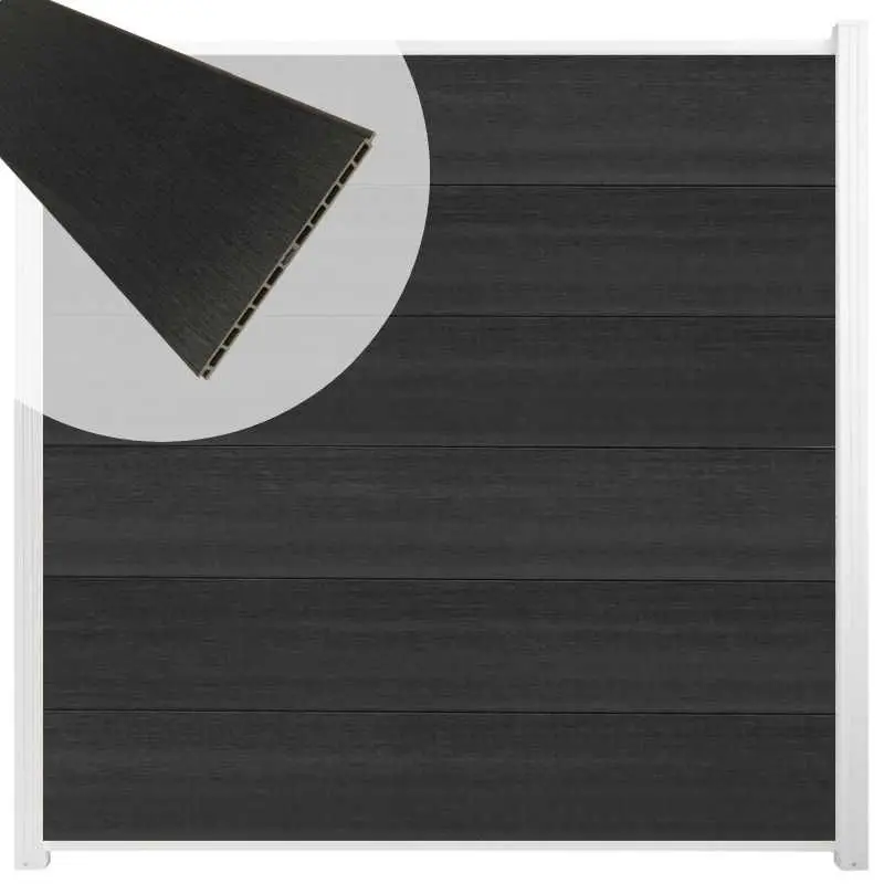 Voordeelprijs Schutting composiet co-extrusie Como antraciet met wit aluminium kader (180 x 180 cm)