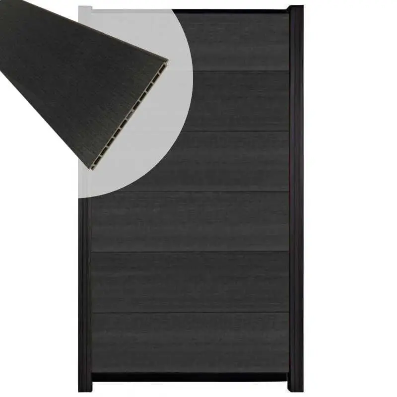 Beste Prijs Schutting composiet co-extrusie Como antraciet met zwart aluminium kader (90 x 180 cm)