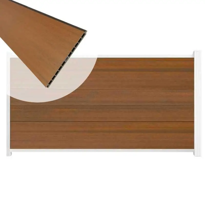 Bestel Nu Schutting composiet co-extrusie Como teak met wit aluminium kader (180 x 90 cm)