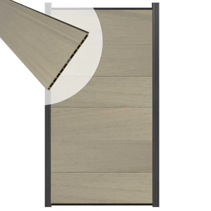Schutting composiet co-extrusie Como vergrijsd bruin met antraciet alu kader (90 x 180 cm) Nieuw