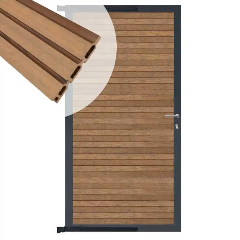 Tuindeur aluminium antraciet frame Rhombus Triple - composiet bruin gevlamd (90 x 200 cm) Finale Uitverkoop