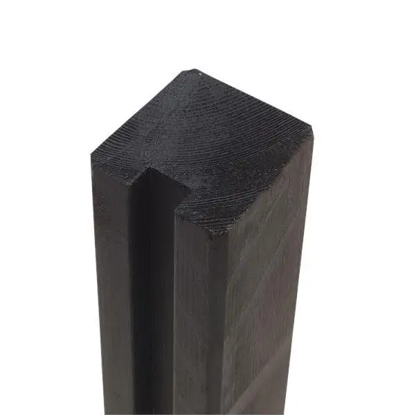 Begin of eindpaal rabatsysteem vuren - 9 x 9 cm zwart geschaafd Op = Op