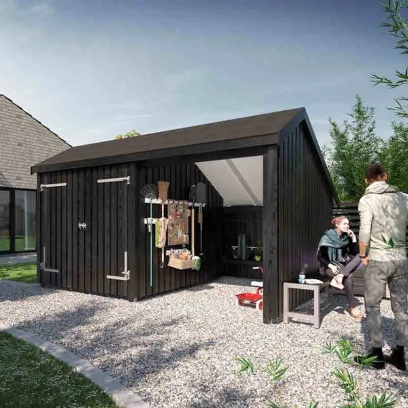 Gereduceerde Prijs Multi tuinhuis dubbele deur / open 10,5 m2 onbehandeld 248 x 432 x 250 cm