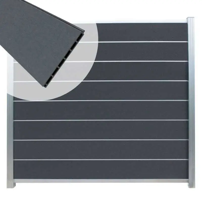 Nu Kopen Zelfbouw schutting composiet Modular rock grey met blank alu accessoires (180 x 180 cm)