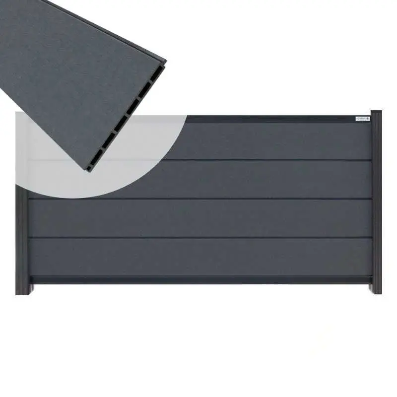 Superprijs Zelfbouw schutting composiet Modular rock grey met antraciet alu accessoires (180 x 97 cm)
