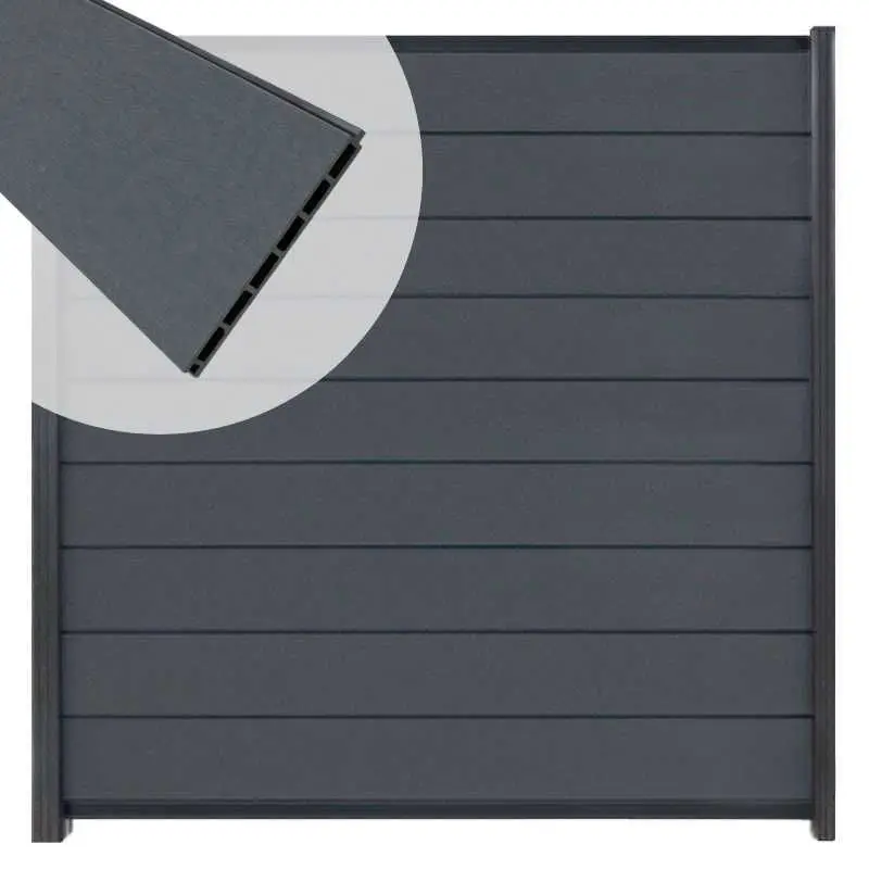 Zelfbouw schutting composiet Modular rock grey - antraciet alu accessoires (180 x 200 cm) Lage Kosten