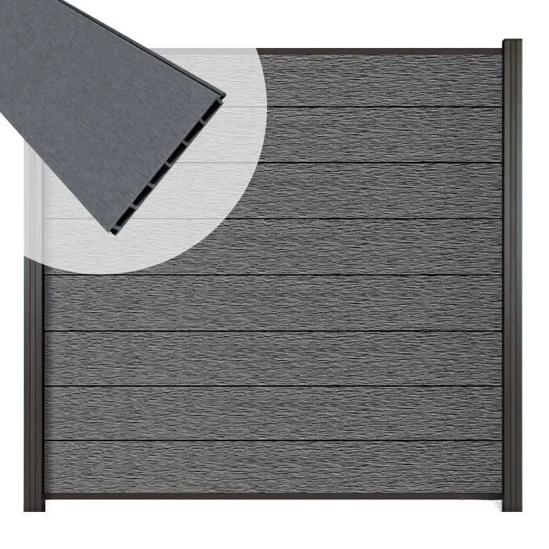 Zelfbouw schutting composiet Modular co-ex rock grey met antraciet profielen (180 x 180 cm) Betrouwbaar