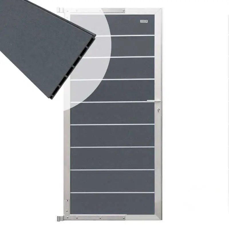 Tuindeur composiet Modular rock grey met blank aluminium frame compleet (90 x 195 cm) Korting