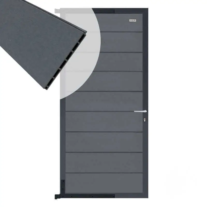 Gratis Retour Tuindeur composiet Modular rock grey met antraciet aluminium frame compleet (90 x 195 cm)