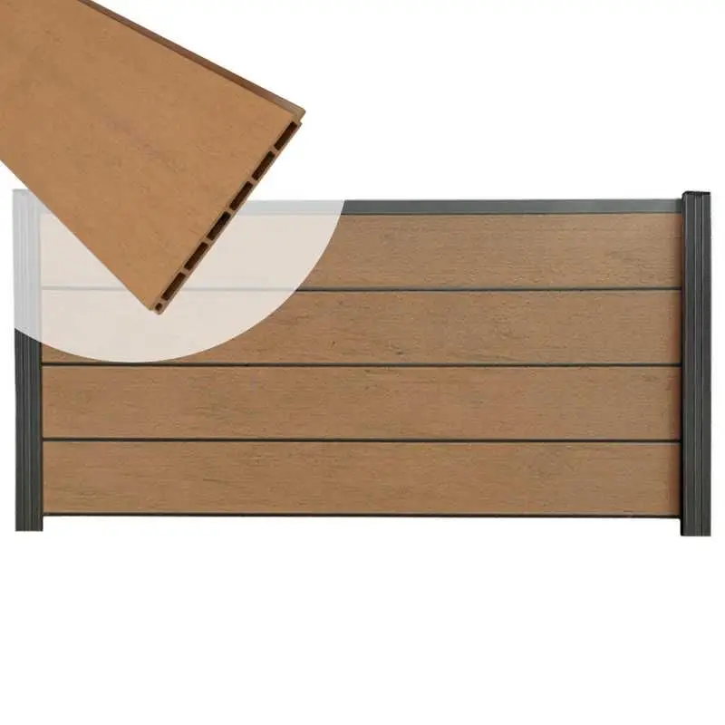 Tijdelijk Beschikbaar Zelfbouw schutting composiet Modular bruin gevlamd - antraciet alu accessoires (180 x 97 cm)