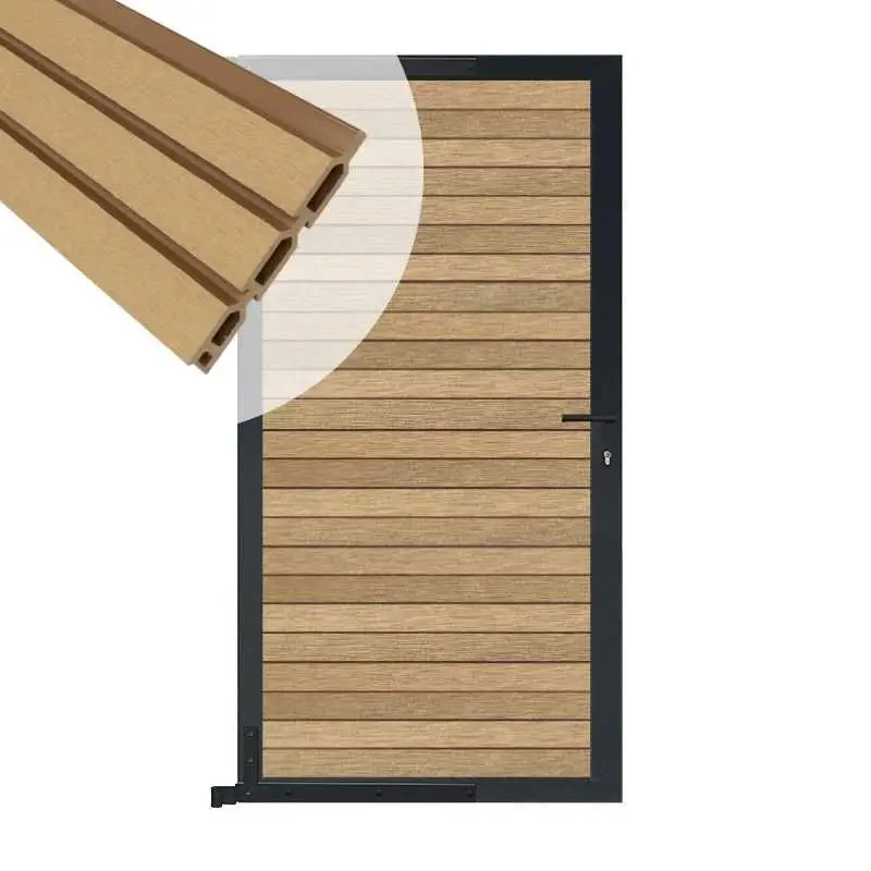 Premium Tuindeur aluminium antraciet frame Rhombus Triple - composiet teak (90 x 180 cm)