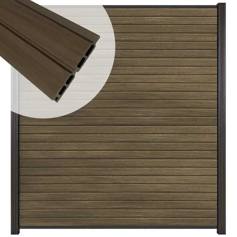 Zelfbouw schutting composiet Rhombus Double ipé - antraciet alu accessoires (180 x 200 cm) Merkproduct