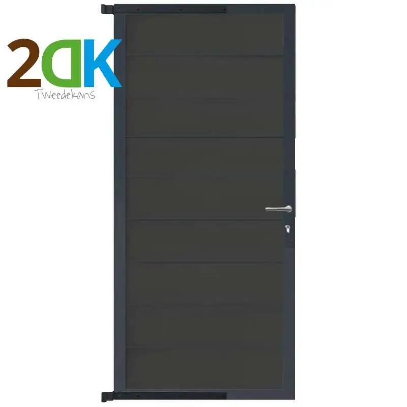 Tweedekans - Tuindeur aluminium antraciet frame Modular - composiet antraciet (90 x 180 cm) Beperkte Voorraad