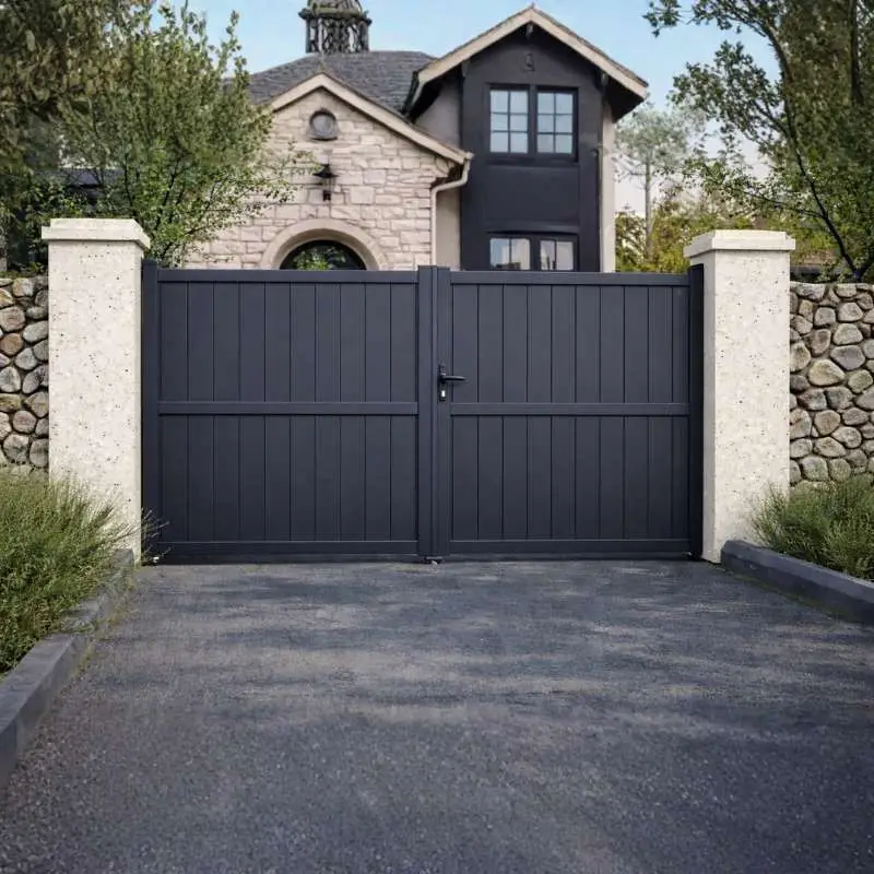 Dubbele poort aluminium - Antracietgrijs RAL7016 - Verticaal (300 x 180 cm) Bestel Nu