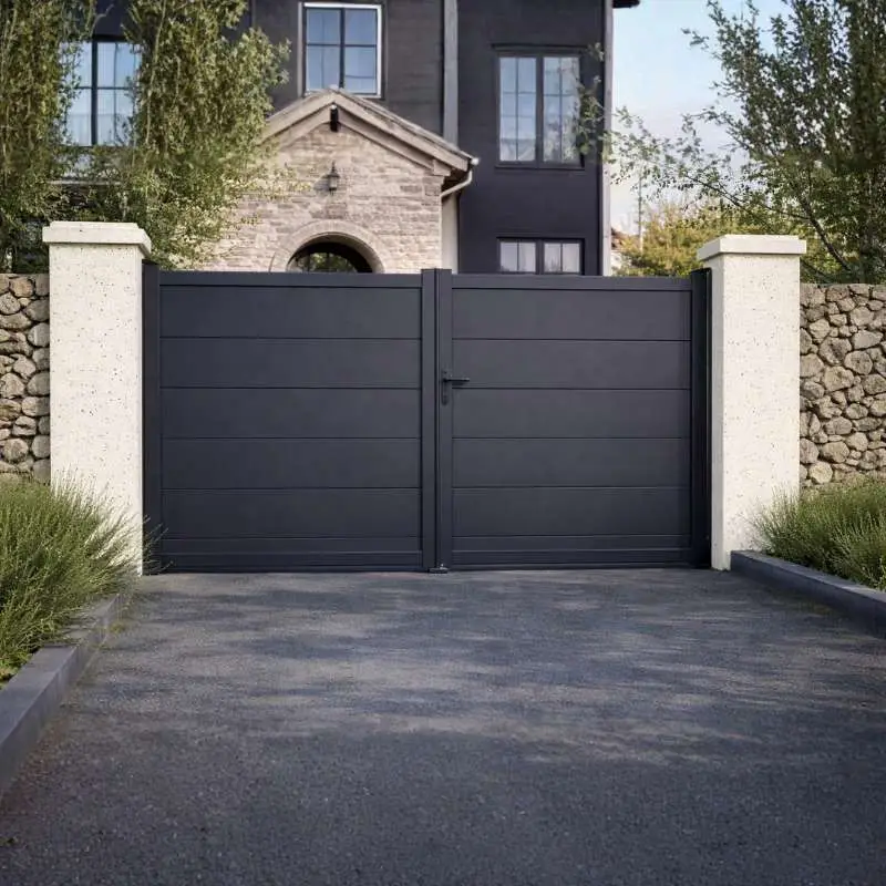 Shop Nu Dubbele poort aluminium - Antracietgrijs RAL7016 - Horizontaal (300 x 180 cm)