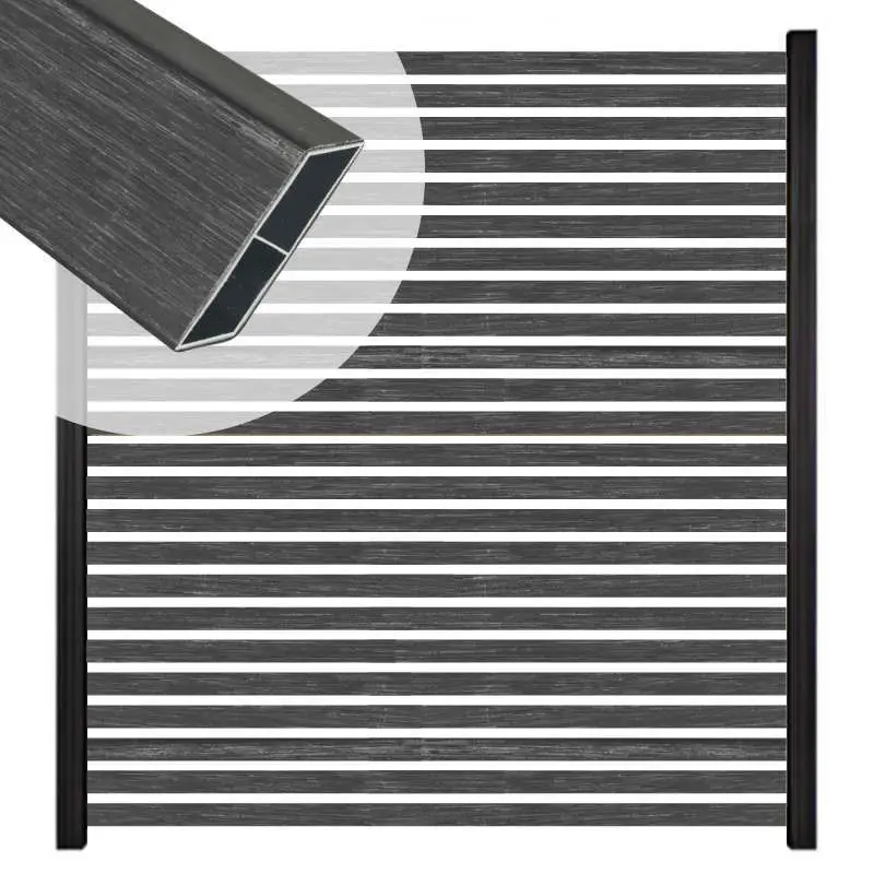 Zelfbouw schutting Louvre Rhombus zwart - tbv zwart aluminium palen (180 x 180 cm) Flitsaanbieding