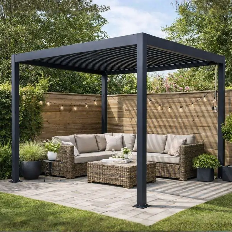 Direct Verzonden Pergola aluminium vrijstaand - Antracietgrijs RAL7016 - 300 x 300 x 250 cm