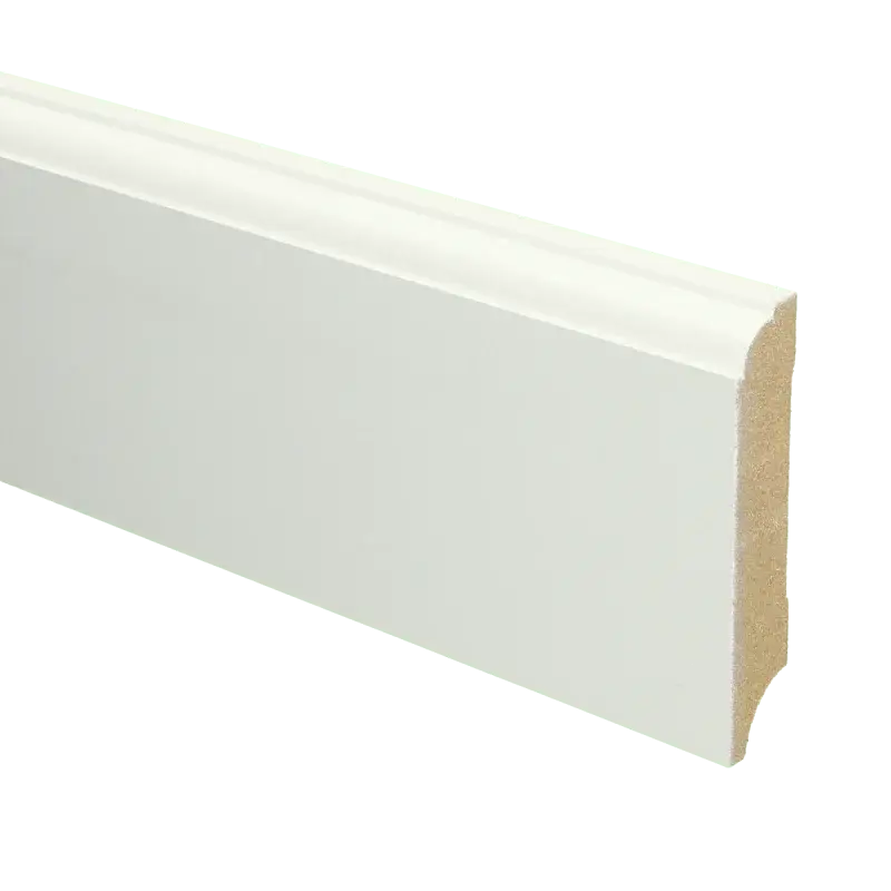 MDF Eigentijdse plint 70×12 wit voorgel. RAL 9010 Gereduceerde Prijs