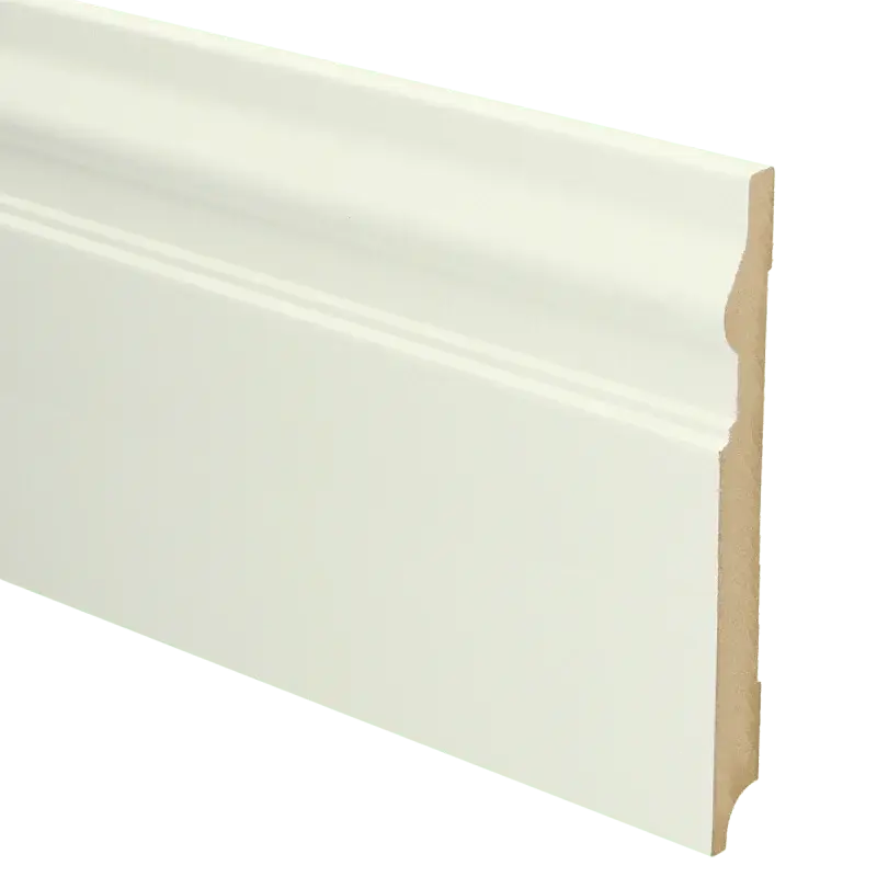 Betrouwbaar MDF Renaissance plint 190×18 wit voorgel. RAL 9010