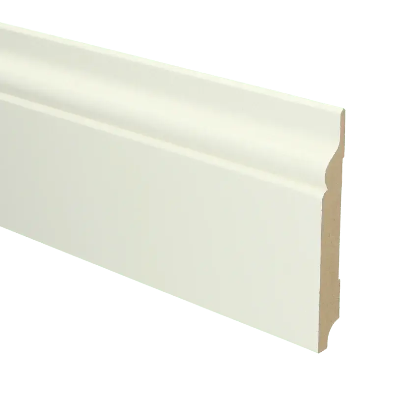 MDF Romantische plint 120×15 wit voorgel. RAL 9010 Flitsaanbieding