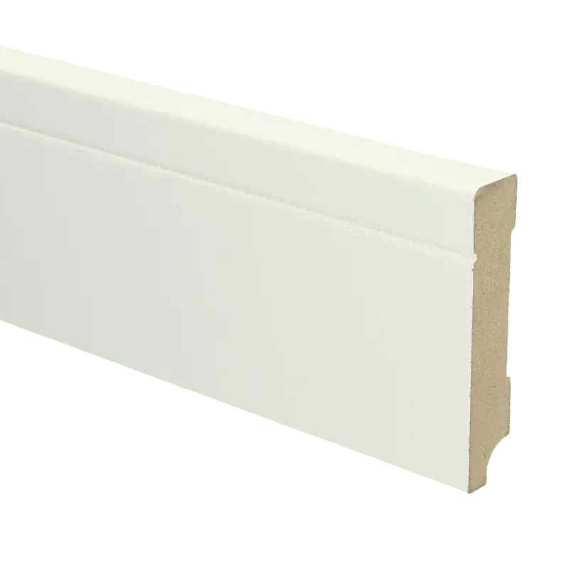 Rechtstreeks Van De Fabrikant MDF Tijdloze plint 90×18 wit voorgel. RAL 9010