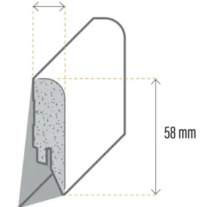 MDF plint 16x58x2500 grondeerfolie wit Modern (afgerond) 10staaf (320) UITLOPEND Flitsaanbieding