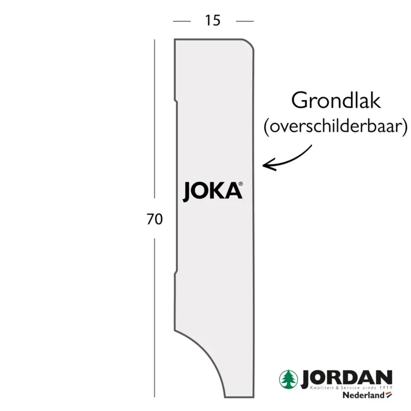 MDF JK NL Plint V313 15x70x2440mm Grondlak Wit 5stf=12,2mtr Direct Beschikbaar
