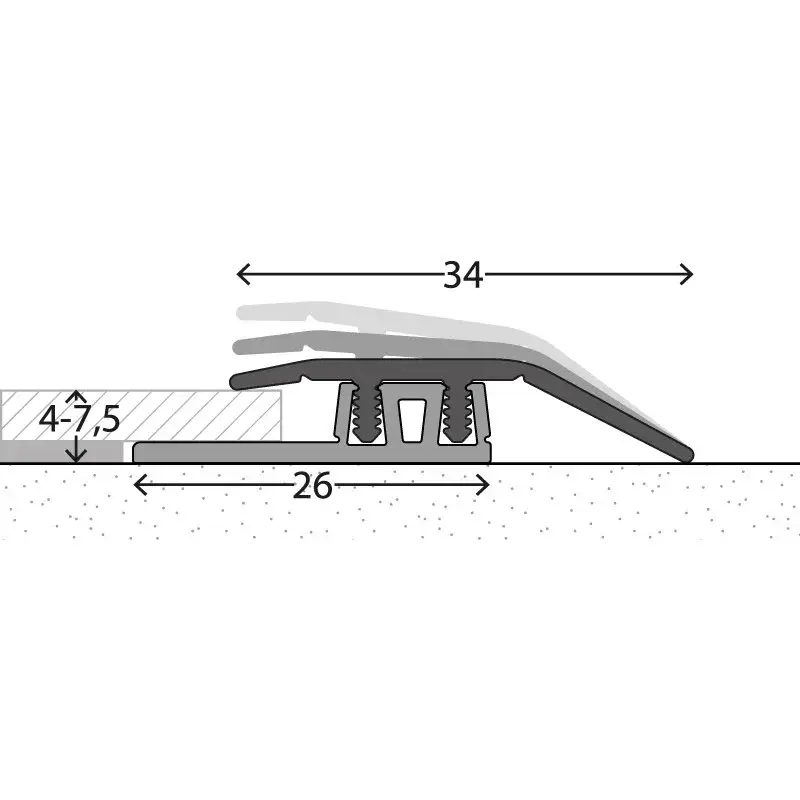 Aanpassingprofiel (N) PVC 34mm Zilver 4-75mm 270cm – nr. 323 3232011270 Snelle Levering