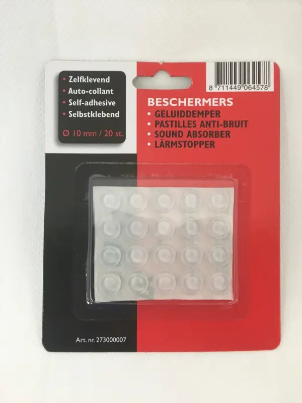 Uitverkoop Geluiddempers transparant zelfklevend Ø 10mm 20 stuks
