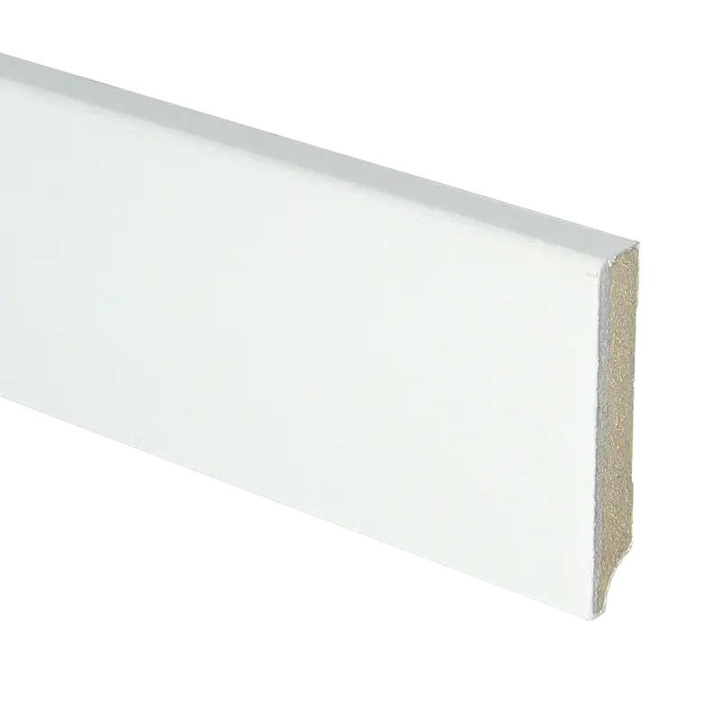 MDF plint Wit gegrond 70 x 12 x 2400 mm. Lage Kosten