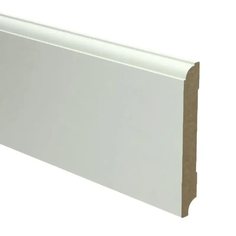 Beperkte Voorraad MDF Eigentijdse plint 120x15 wit voorgel. RAL 9010