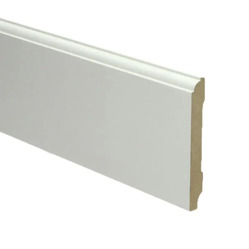 Direct Beschikbaar MDF Eigentijdse plint 90x12 wit voorgelakt RAL 9010