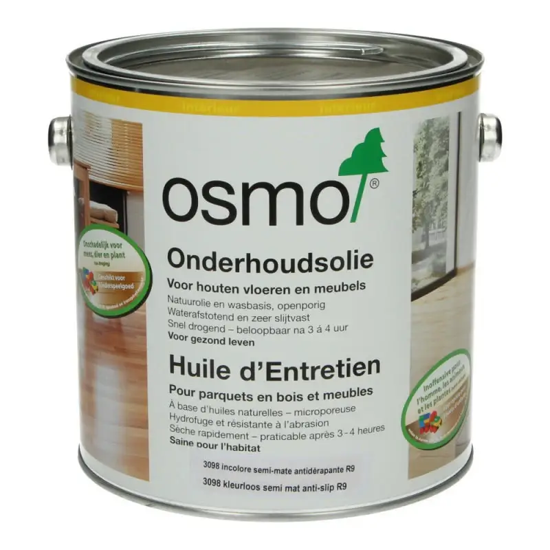 Voordeelprijs OSMO Onderhoudsolie 3098 Kleurloos semimat Antislip R9 2,5 L