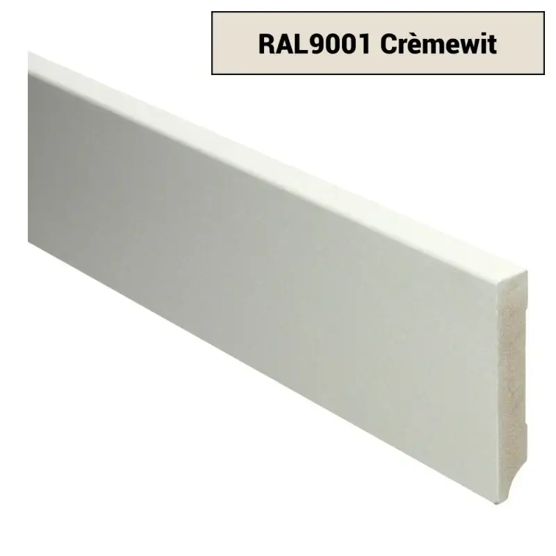 Tijdelijk Beschikbaar MDF Moderne plint 90x15 voorgelakt RAL 9001