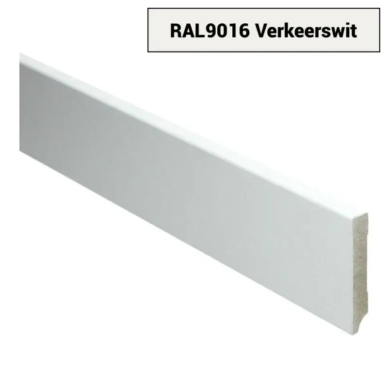 MDF Moderne plint 70x12 voorgelakt RAL 9016 Uitverkoop