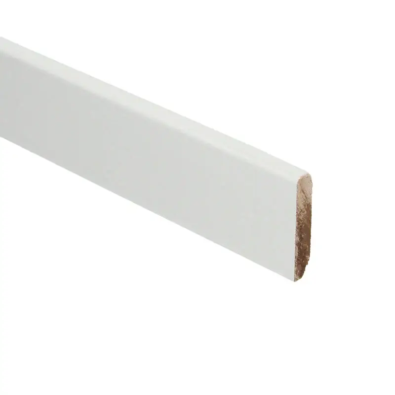 Meranti plint recht 55x10 mm wit gegrond ( per 2,42 m1) Direct Beschikbaar