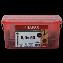 Hardhoutschroef HAPAX Torx RVS A2 5X50 - 650 stuks - emmer Actieprijs