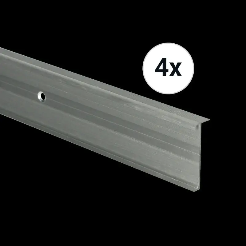 Hoge Kwaliteit Trapneusprofiel 14 x 43mm Zilver geborsteld 1,5m, per set van 4 stuks