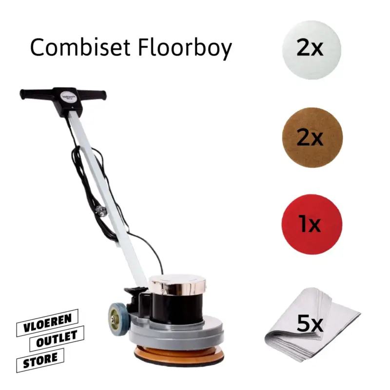 Combiset Floorboy 13"XL300 met 5 vloerpads en set uitwrijfdoeken Gecertificeerd